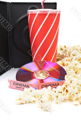DVD, popcorn, soda and cinema tickets