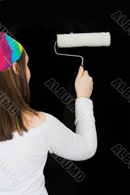 home improvement - girl with roller