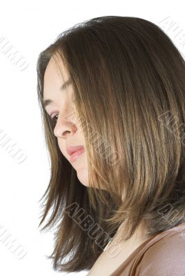 beautiful pensive thoughts over white