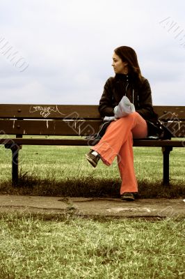 girl on a park bench - sally