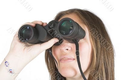 beautiful girl with binoculars