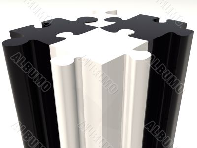 black and white puzzle pieces