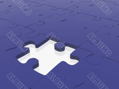 blue puzzle piece missing on white
