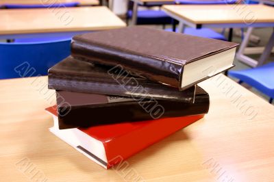Books on desk