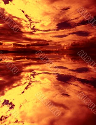 firey sunset reflection