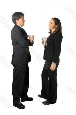 business couple enjoying a drink