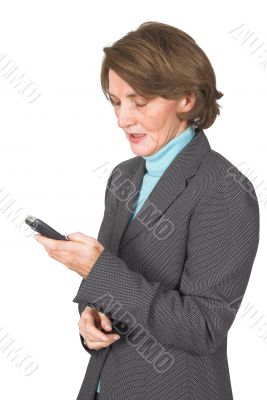 business woman texting via sms