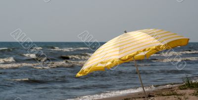 Yellow Beach Umbrella Panorama