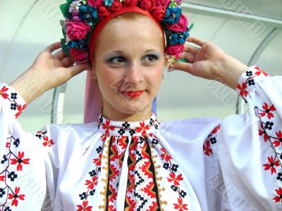 ukrainian girl in colorful national folk costume
