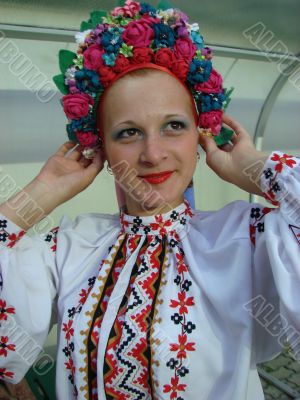 ukrainian girl in colorful national folk costume