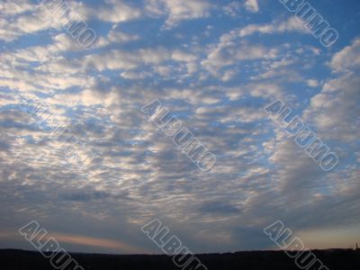 Cloudy sky wide angle panoramic view