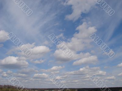 Cloudy sky wide angle panoramic view