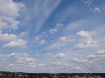 Cloudy sky wide angle panoramic view