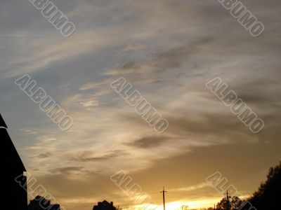 Cloudy sky wide angle panoramic view