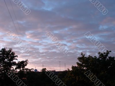 Cloudy sky wide angle panoramic view