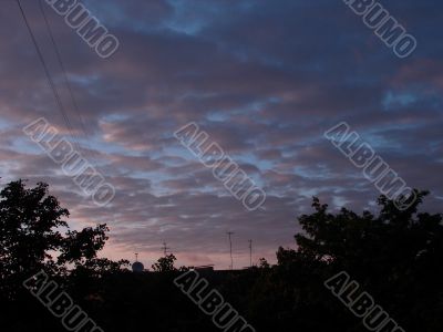 Cloudy sky wide angle panoramic view