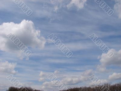 Cloudy sky wide angle panoramic view