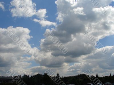 Cloudy sky wide angle panoramic view