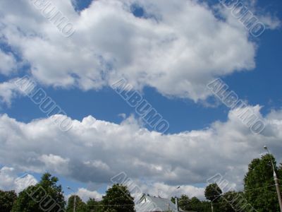 Cloudy sky wide angle panoramic view