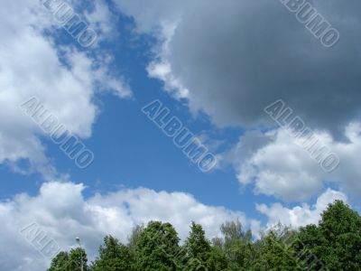 Cloudy sky wide angle panoramic view