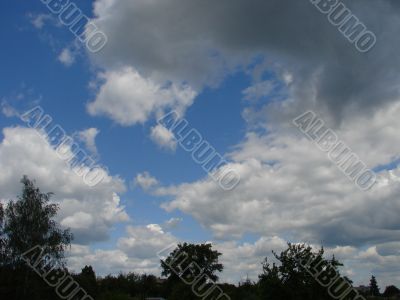 Cloudy sky wide angle panoramic view