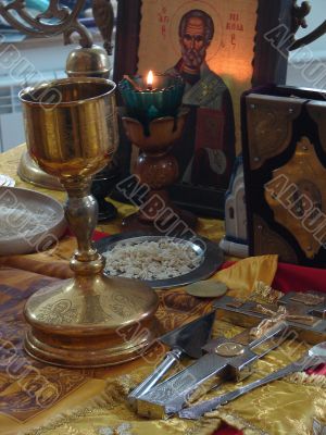 Sacred Participle on altar of orthodox church