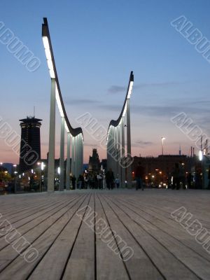 Night port. Bridge. Barcelona