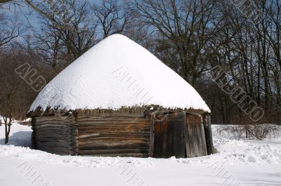 Old wooden peasant`s house