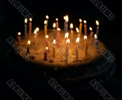 birthday pie with candles