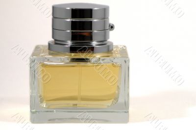 Bottle of perfume over white background