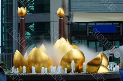 Full bloom lotus flower statue