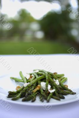 Grilled Asparagus with walnuts and goat cheese