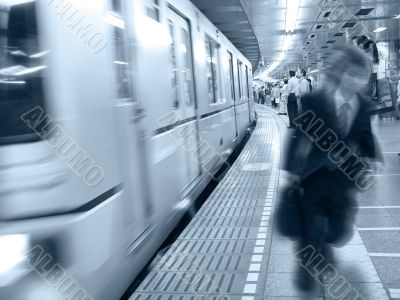 At the train station