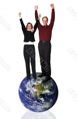 business couple on top of the world
