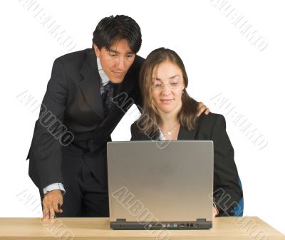 businees couple with laptop