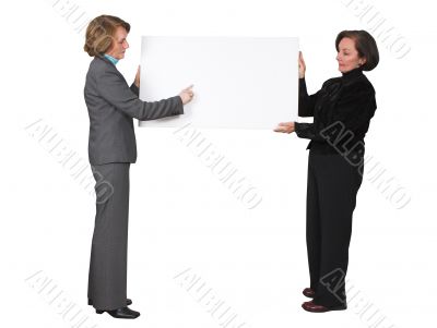 business women holding banner 2