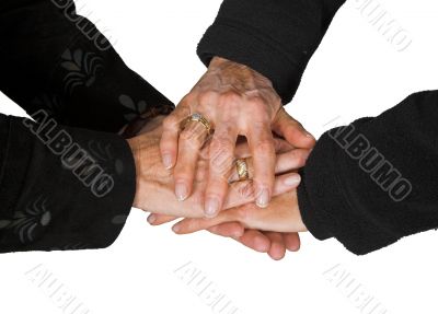 business teamwork - female hands together 4