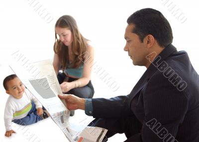 business man and his family