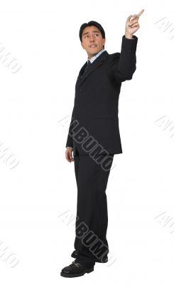 business man presenting over white