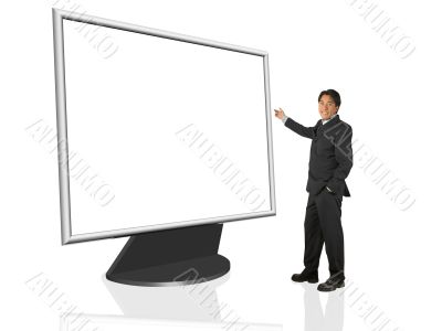 Businessman presenting on a tft screen