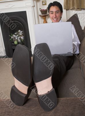 browsing on the sofa