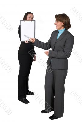 business woman presenting results