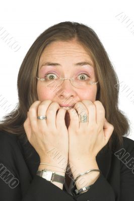 business woman biting her nails