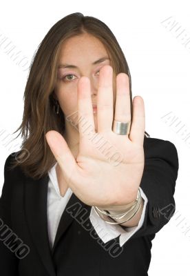 business woman stopping you