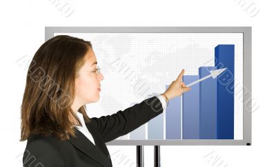 business woman presenting success stats