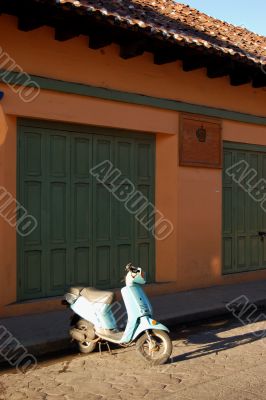 Scooter in a Side Street in Chiapas, Mexico