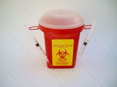 biohazard sharps container