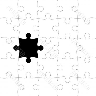 Puzzle with missing piece in black