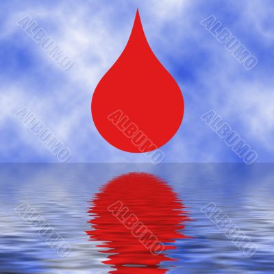 Red Drop on the Ocean