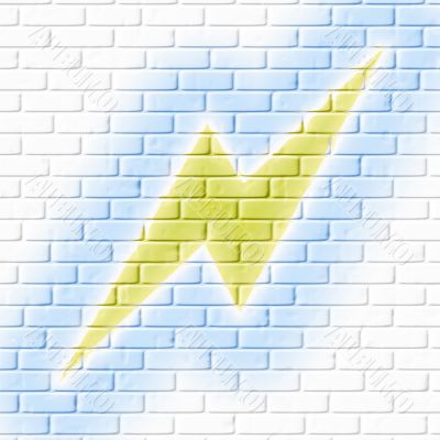 Thunderbolt graffiti on wall brick